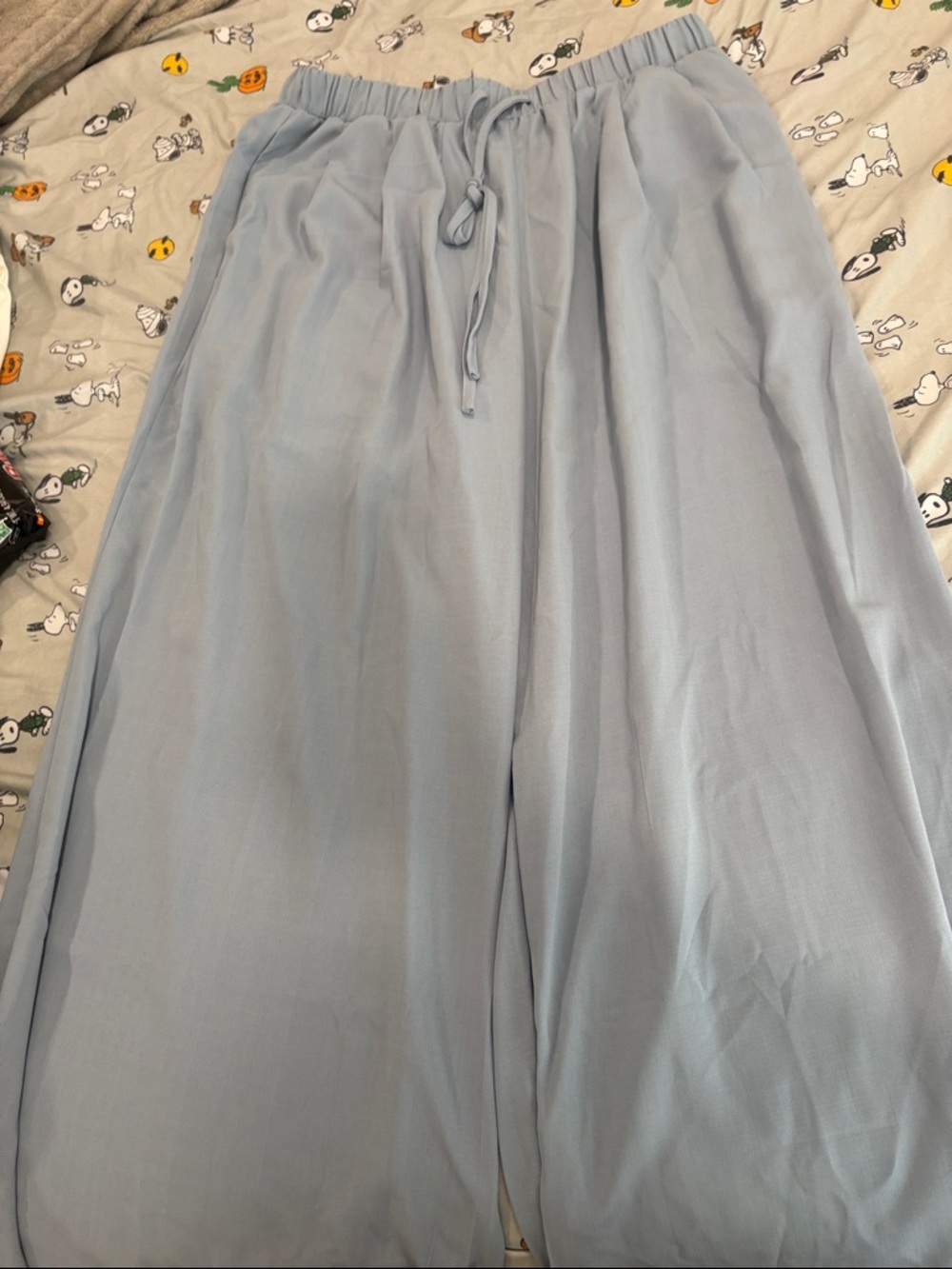 Cider Light Blue Wide-Leg Drawstring Pants